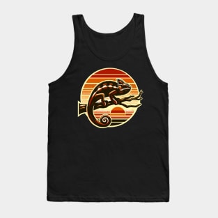 Chameleon on a tree branch with sunset Tank Top